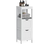 LANTUS Piccolo armadietto per WC, mobile da bagno, porta carta igienica con armadietto e ripiani regolabili, 30 x 30 x 89 cm, bianco