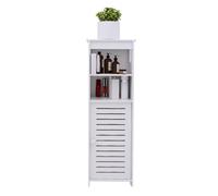 LANTUS Piccolo Mobile di Stoccaggio per Toilette, Supporto per Carta Igienica, Colonna, Armadio da Bagno, Armadietto, Mensola Regolabile, 24 x 20 x 75 cm - Bianco