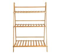LANTUS Scaffale per piante pieghevole supporto per piante espositore in bambù con 3 ripiani barra di sospensione interna/esterna 70 x 40 x 96 cm, tre strati in legno naturale