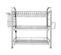 LANTUS Scolapiatti in acciaio inox con scolapiatti per piatti, ciotole, tazze per mensole da cucina, rimovibili, 23 livelli (42 x 25 x 49 cm (gabbia per bacchette + porta bevande)