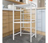 LANTUS Supporto estensibile in metallo per forno a microonde a 2 strati, estensibile, per spezie, conserve, bottiglie, fino a 25 kg (40/64 x 36,5 x 78 cm (bianco)