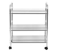 LANTUS Supporto portaoggetti a tre livelli con maniglia, carrello da cucina in metallo, carrello da cucina a 3 livelli, 61 x 36 x 75 cm, argento