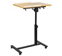 LANTUS Tavolo da ufficio pieghevole con rotelle bloccabile, telaio in metallo, portatile per studiare61 x 44 x 65/95 cm (colore legno)