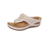 Lanunlly Ciabatte Ortopediche Donna Sandali con Zeppa Trekking Scarpe Slip on Aperte in Punta Sandals Confortevole Sandalo da Passeggio Slippers Tomaia in Pelle Sportivi Comodi Piscina Mare