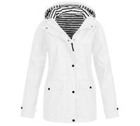 Lanunlly Giacca Antivento Donna Viaggio Giacca Antivento Impermeabile Traspirante Con Cappuccio Trench Antivento Giacche Leggero Con Tasche Montagna Cappotto Pioggia Per All'aperto Sport, bianco, L