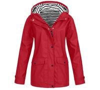 Lanunlly Giacca Antivento Donna Viaggio Giacca Antivento Impermeabile Traspirante Con Cappuccio Trench Antivento Giacche Leggero Con Tasche Montagna Cappotto Pioggia Per All'aperto Sport, rosso, 5XL