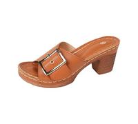 Lanunlly Sandali Donna Estive Eleganti Con Tacco Largo Zeppa Ciabatta Antiscivolo Sandalo Slip on Ciabatte Punta Aperta Confortevole Gomma Tomaia In Pelle Outdoor Camminata Casa Piscina
