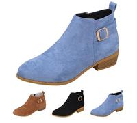 Lanunlly Stivali da donna Tacon Cowboy Stivaletti Chelsea Fiesta Stivaletti corti retrò scarpe comode Stivaletti eleganti Minimalisti originali vintage per autunno inverno primavera, blu cielo, 43 EU