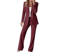 Lanunlly Tailleur con Pantalone da Donna Eleganti Taglie Forti da Cerimonia Completo da Donna con Risvolto Business Completa Leggeri Tailleur e Giacche Elegante per La Primavera e L’Estate
