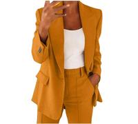 Lanunlly Tailleur Pantalone da Donna Pantaloni e Giacca Elegante Due Pezzi Tailleur Donna Tinta Unita Formale Tuta con Bottone Giacche da Abito Blazer Curvy per La Primavera e L’Estate
