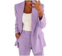 Lanunlly Tailleur Pantalone da Donna Pantaloni e Giacca Elegante Due Pezzi Tailleur Donna Tinta Unita Formale Tuta con Bottone Giacche da Abito Blazer Curvy per La Primavera e L’Estate