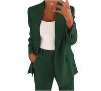 Lanunlly Tailleur Pantalone da Donna Pantaloni e Giacca Elegante Due Pezzi Tailleur Donna Tinta Unita Formale Tuta con Bottone Giacche da Abito Blazer Curvy per La Primavera e L’Estate