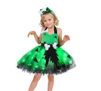 Lanunlly Vestito Halloween Bambina Zucca Costume Halloween Abiti di Tulle Fata Senza Maniche con Cerchietto Osso Costumi Bambine Piccole Per Carnevale Feste e Trucco o Trattato Compleanno Festa