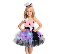 Lanunlly Vestito Halloween Bambina Zucca Costume Halloween Abiti di Tulle Fata Senza Maniche con Cerchietto Osso Costumi Bambine Piccole Per Carnevale Feste e Trucco o Trattato Compleanno Festa