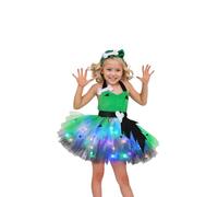 Lanunlly Vestito Halloween Bambina Zucca Costume Halloween Abiti di Tulle Fata Senza Maniche con Cerchietto Osso Costumi Bambine Piccole Per Carnevale Feste e Trucco o Trattato Compleanno Festa