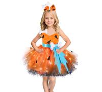 Lanunlly Vestito Halloween Bambina Zucca Costume Halloween Abiti di Tulle Fata Senza Maniche con Cerchietto Osso Costumi Bambine Piccole Per Carnevale Feste e Trucco o Trattato Compleanno Festa
