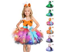 Lanunlly Vestito Halloween Bambina Zucca Costume Halloween Abiti di Tulle Fata Senza Maniche con Cerchietto Osso Costumi Bambine Piccole Per Carnevale Feste e Trucco o Trattato Compleanno Festa