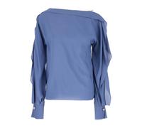 Lanvin, ,Blouses & Shirts ,Donna ,Blu ,S Top a maniche lunghe in Crêpe de Chine