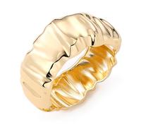 LANWLOSI Braccialetti in oro da donna placcati in oro 14 carati braccialetti regolabili grossi braccialetti martellati testurizzati polsini irregolari gioielli dichiarazione regali, Large, Zinco