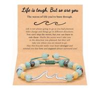 LANWLOSI Regali ispiratori per le donne Bracciale Wave to Earth Bracciale Life Is Tough but So Are You Inspirational Bracelet Incoraggiamento Regali rallegrare Spirituale Guarisci Presto Regali, Large