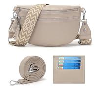 LANXINGLUO marsupio donna grande borsa tracolla donna grande borsette Con scomparto per carte di credito e 2 spallacci kaki chiaro