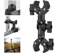 Lanxire staffa di montaggio a doppio morsetto braccio magico con interfaccia a vite da 1/4 ", morsetto per fotocamera per morsetto per ombrello, supporto per luce fotografica