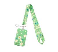 Lanyard Animato Porta Badge Porta Carte - 1 Pezzi Anime Crisantemo Fiori Erba a Quattro Foglie | Per Scuola, Ufficio, Carta di Trasporto Bus (6)
