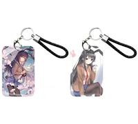 Lanyard Animato Porta Badge Porta Carte - 2 Pezzi Anime Rascal Does Not Dream of Bunny Girl Senpai Sakurajima Mai | Per Scuola, Ufficio, Carta di Trasporto Bus (1)