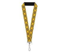 Lanyard Harry Potter Hufflepuff Crest Plaid Yellows Gray 22" x 1" Multi-colored
