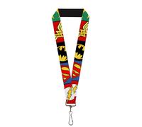Lanyard Justice League 5 Superhero Textured Logo Close Up Blocks 22" x 1" Multi-