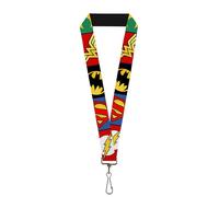 Lanyard Justice League 5 Superhero Textured Logo Close Up Blocks 22" x 1" Multi-