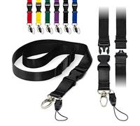 Lanyards Tomorrow Nero Cordini piatti staccabili da 2 cm, con fibbia, chiusura a strappo di sicurezza, clip in metallo e porta badge per cordino identificativo Pacco da 10 pezzi unità