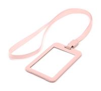 LanyardsTomorrow - Set combinato con cordino e porta badge, 12 pezzi, include porta carte d'identità rigido verticale sagomato e cinturino da collo in tinta unita con clip in plastica (rosa pastello)