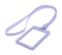 LanyardsTomorrow - Set composto da cordino e porta badge, confezione da 12 set combo ID, include porta carte d'identità rigido verticale sagomato e laccetto da collo in tinta unita con clip in