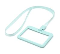 LanyardsTomorrow - Set di 12 porta badge e porta badge con porta badge rigido orizzontale sagomato e cordino da collo in tinta unita con clip in plastica (verde menta)