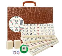 LANYOTA Set Mahjong, 3,6 x 2,7 cm, set da gioco cinese Mahjong con custodia da viaggio, 1,5 '' grande 144+2 piastrelle con numeri arabi, 2 dadi 1 indicatore del vento