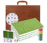 LANYOTA Set Mahjong, set da gioco cinese Mahjong con custodia da viaggio, 1,5 '' grande 144+2 piastrelle con numeri arabi, 2 dadi e un indicatore del vento