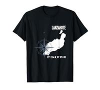 Lanzarote Atlantico Isola Coordinate Mappa Vacanze Maglietta