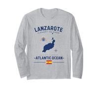 Lanzarote Isole Canarie Vacanza Spagna Bandiera GPS Mappa Maglia a Manica