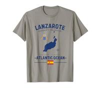 Lanzarote Isole Canarie Vacanza Spagna Bandiera GPS Mappa Maglietta