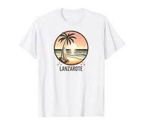 Lanzarote Palm Trees Surf - Canary Island Beach Sunset Maglietta