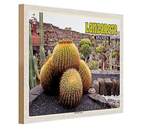 Lanzarote | Spagna | Jardin de Cactus | Targa in legno | 40 cm x 30 cm