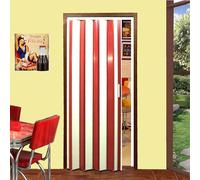 LANZI STIL Porta a soffietto mod. Jolly| pronta per l’installazione|prodotto anche riducibile sul posto|mis. cm da 82 a 132 x 220 H|facile da montare| con istruzioni e video (94x220 H, Avorio-Rosso)