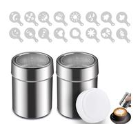 LANZLC Spargi Zucchero a Velo, 2 pezzi Spargi Cacao in Polvere, Spargizucchero in Acciaio Inox con Coperchio, Polvere Shakers Setacci per Farina Cacao Cannella