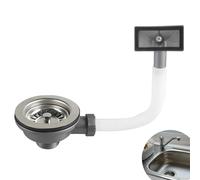 LANZLC Valvola a cestello in acciaio inox con troppopieno, 114 mm, cestello per lavello da cucina, interfaccia rettangolare, scarico per lavello da cucina