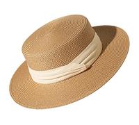 Lanzom Cappelli da sole per le donne a tesa larga cappello da barca di paglia pieghevole pieghevole pieghevole cappello da spiaggia per l'estate Fit taglia 6 8/7-7 1/4, Z-kaki, M/L