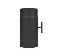 LANZZAS Tubo per stufa, 250 mm, prolunga con valvola a farfalla, diametro Ø 120 mm, colore: nero, tubo del fumo con patta