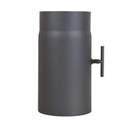 LANZZAS Tubo per stufa, 250 mm, prolunga con valvola a farfalla, diametro Ø 150 mm, colore: grigio ghisa, tubo per fumo con patta