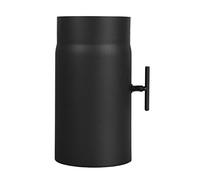 LANZZAS Tubo per stufa, 250 mm, prolunga con valvola a farfalla, diametro Ø 150 mm, colore: nero, tubo del fumo con patta