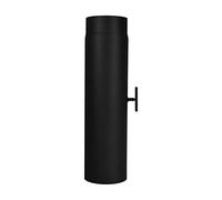 LANZZAS Tubo per stufa 500 mm con valvola a farfalla, diametro DN 130 mm, colore: nero - altri tubi della nostra gamma.